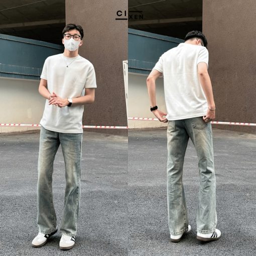 Quần jean ống loe nhẹ CIXEN Wash Dust VER 1 - Quần jeans nam loe wash DUST Streetwear - Ảnh 3