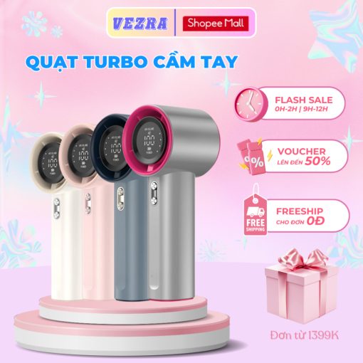 Quạt Sò Lạnh Tích Điện, Quạt Cầm Tay MEGUN, Pin 5000mah Chống Ồn Gió Mạnh 18000 vòng/p, Màn Hình Led - Ảnh 3