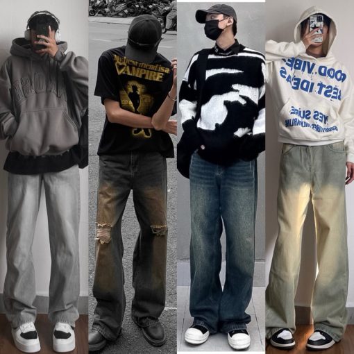 QUẦN BAGGY JEANS WASH (XÁM/KHÓI/XANH/VÀNG/ĐEN) FORM ỐNG RỘNG NAM NỮ NHIỀU MÀU PHỦ GÓT CHÙM GIÀY HALO KAKI - Ảnh 3
