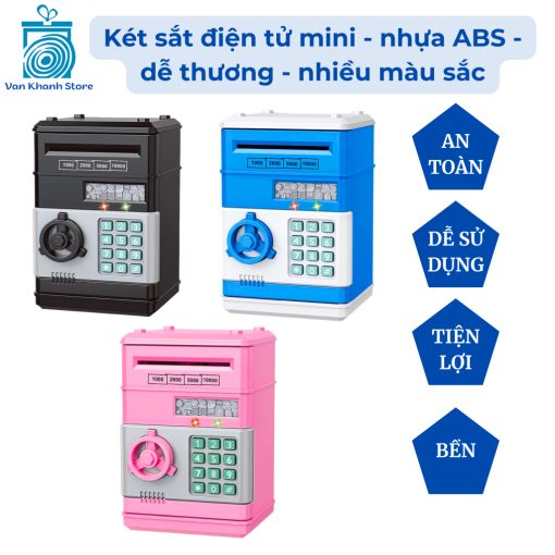 Két sắt nhựa ABS điện tử mini - ống heo tiết kiệm dễ thương - két sắt mini cho bé - két sắt mi ni - Ảnh 2