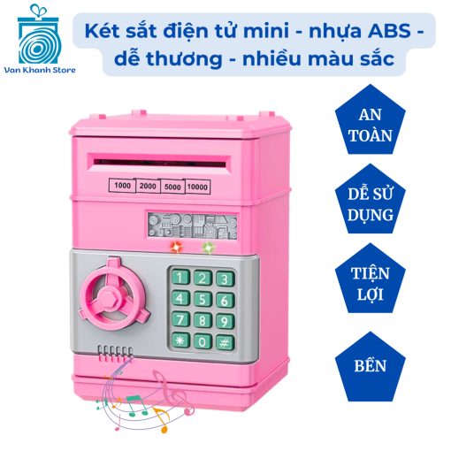 Két sắt nhựa ABS điện tử mini - ống heo tiết kiệm dễ thương - két sắt mini cho bé - két sắt mi ni - Ảnh 5