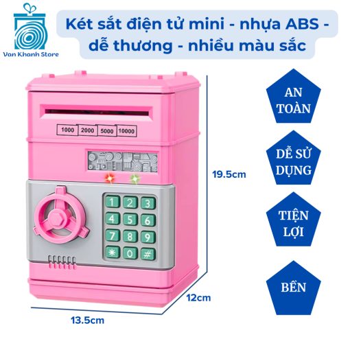 Két sắt nhựa ABS điện tử mini - ống heo tiết kiệm dễ thương - két sắt mini cho bé - két sắt mi ni - Ảnh 4