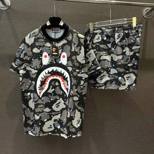 Bộ Quần Áo Nam Bape In Hình Cá  Mập Siêu Chất - Bộ Thể Thao Nam Chất Cotton Cao Cấp - Ảnh 3