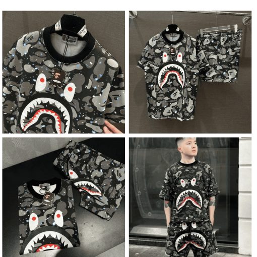 Bộ Quần Áo Nam Bape In Hình Cá  Mập Siêu Chất - Bộ Thể Thao Nam Chất Cotton Cao Cấp - Ảnh 2