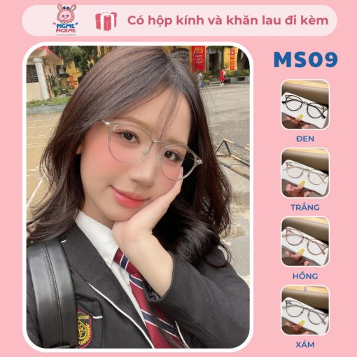 Gọng kính cận nữ mắt tròn chất liệu nhựa lõi kim loại xinh xắn, dễ đeo MS09 - Ảnh 2