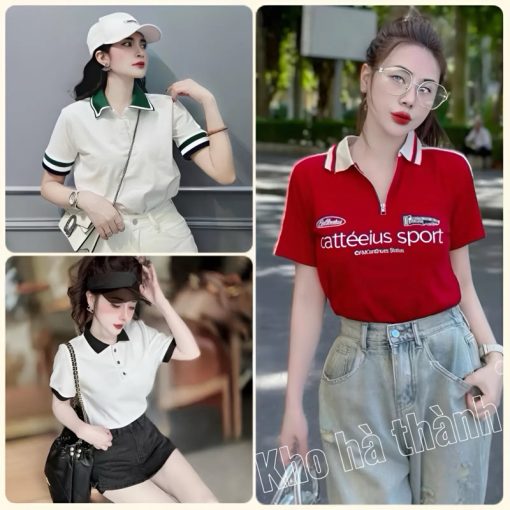 Áo polo nữ, áo thun polo nữ chất vải poly cá sấu - Ảnh 2