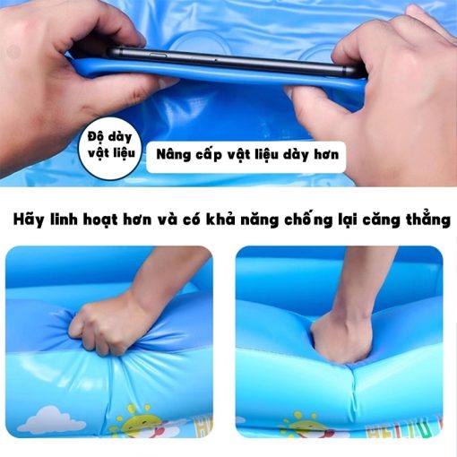 Bể bơi phao 3 tầng gấp gọn cho bé，đáy bể bơi 2 lớp chống trơn trượt hồ bơi bơm hơi - Ảnh 4