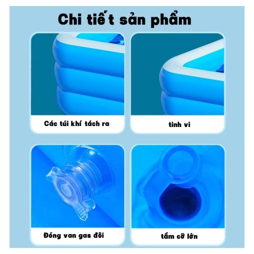 Bể bơi phao 3 tầng gấp gọn cho bé，đáy bể bơi 2 lớp chống trơn trượt hồ bơi bơm hơi - Ảnh 5
