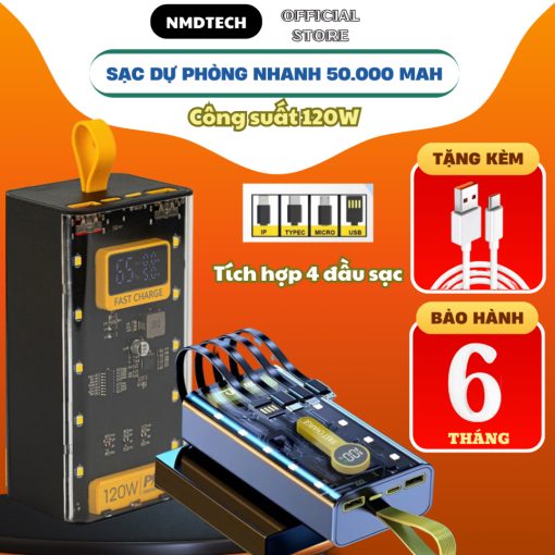 Sạc Dự Phòng 120W Sạc Nhanh 22,5W Dung Lượng Pin 50000mAh Cổng Sạc Tiện Lợi Phù Hợp Mọi Loại Máy - Ảnh 2