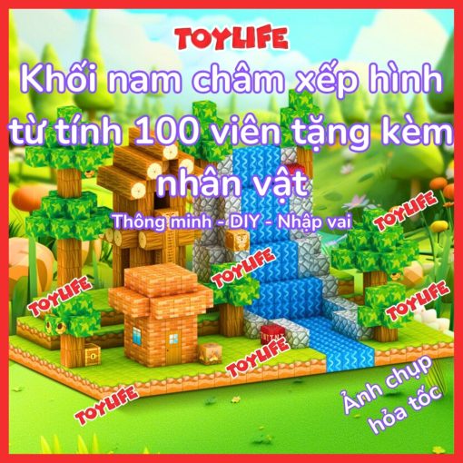 Khối nam châm xếp hình từ tính 100 viên tặng kèm nhân vật cho bé đồ chơi khối nam châm xây dựng DIY sáng tạo TOYLIFE - Ảnh 2