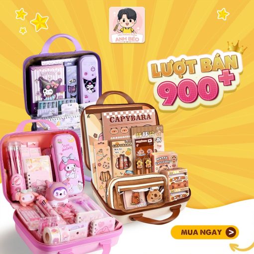 Set dụng cụ học tập Capybara, Kuromi, Melody - Hộp quà tặng văn phòng phẩm dễ thương dịp lễ cho bé - Ảnh 2