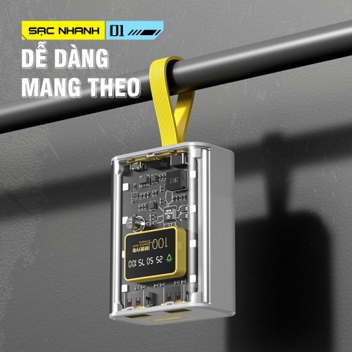 Sạc Dự Phòng 50000mAh 66W Siêu nhanh sạc  Pin dung lượng lớn sạc an toàn kiểu dáng cơ khí trong suốt - Ảnh 5