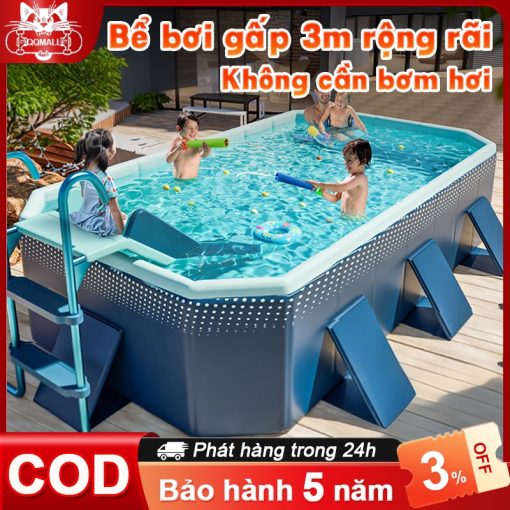 Bể bơi gấp gọn, bể bơi cho békhông cần bơm hơi kích thước lớn 1.6m/ 1.8m/ 2.1m/ 2.6m/ 3m，nhẹ nhàng cất trữ - Ảnh 2