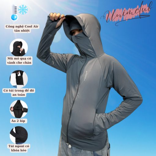 [Hỏa Tốc]Áo Chống Nắng 2 Lớp Unisex UNIM Ngừa Tia UV SPF50 Chất Kim Cương Thông Hơi Tản Nhiệt Làm Mát Khóa Kéo Kín Mặt - Ảnh 2