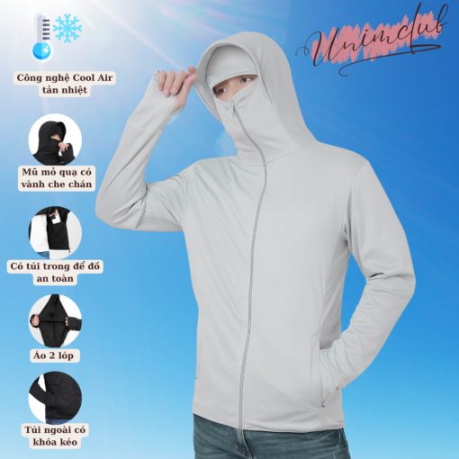[Hỏa Tốc]Áo Chống Nắng 2 Lớp Unisex UNIM Ngừa Tia UV SPF50 Chất Kim Cương Thông Hơi Tản Nhiệt Làm Mát Khóa Kéo Kín Mặt - Ảnh 3