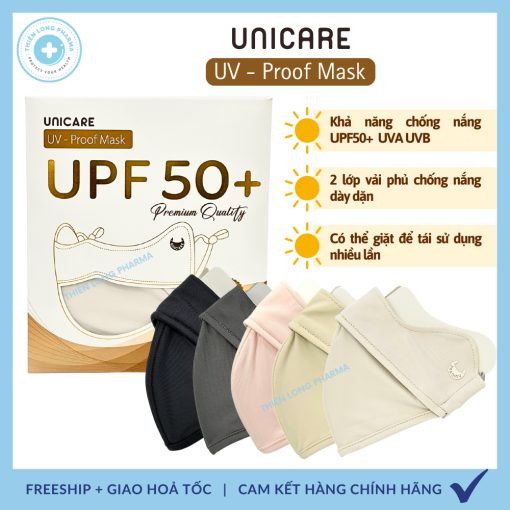 Khẩu trang chống tia UV- Proof Mask UNICARE chất vải lụa mềm mịn thoáng mát chống nắng hiệu quả - Ảnh 2