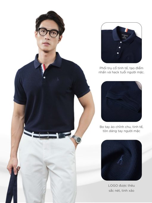 Áo POLO nam BUGATI vải đàn hồi tự nhiên KHÔNG ỦI, co dãn tốt, chống nhăn, che khuyết điểm - HUSSIO - Ảnh 5