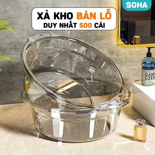 Thau, Chậu nhựa trong suốt chất liệu PP cứng cáp an toàn chịu nhiệt tới 100 độ, có móc treo chắc chắn Gobi - Ảnh 2