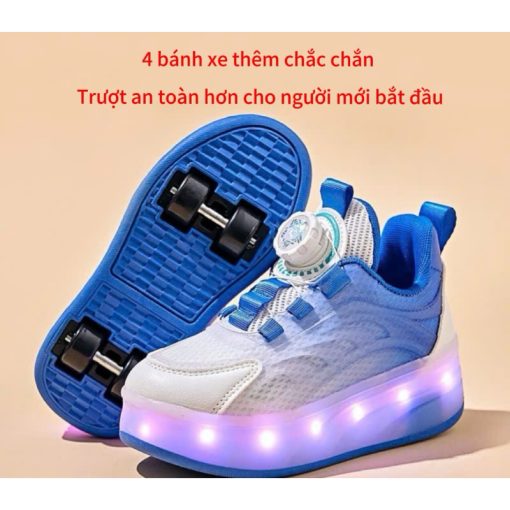 Giày Trượt Patin Có Đèn Led, Bánh Xe Đôi Vô Hình Cho Bé Trai Bé Gái W - Ảnh 4
