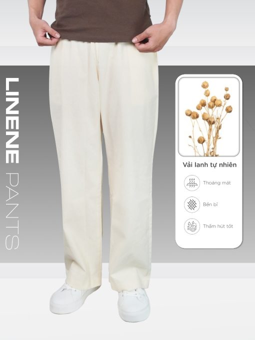 Quần dài LINENE SIMON nam form suông, vải Linen mềm mịn, thoải mái, thanh lịch - HUSSIO - Ảnh 3