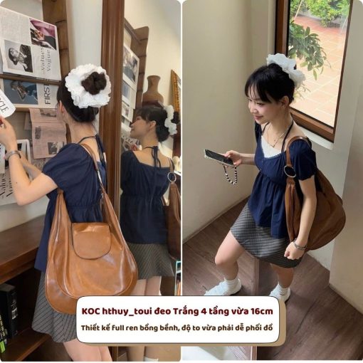 Dây buộc tóc scrunchies to phồng ren trắng nơ cao cấp, Dây cột tóc nơ ren dễ thương sang trọng Her Accessories - Ảnh 4