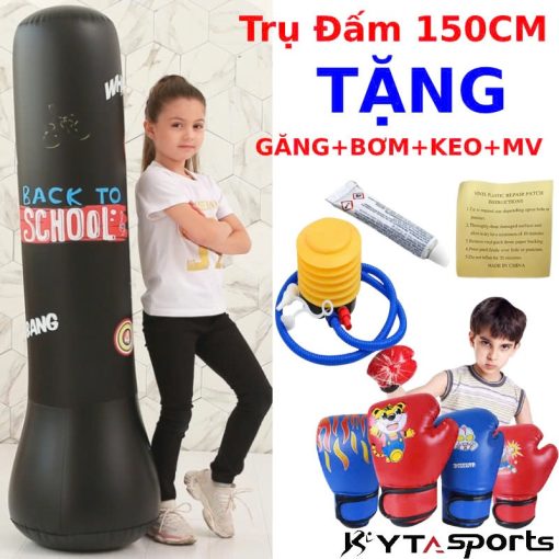 [TẶNG KÈM BỘ BƠM HƠI,KEO DÁN] Trụ đấm bốc boxing bơm hơi cao cấp tự đứng chân đế đổ nước cao cấp - Ảnh 2