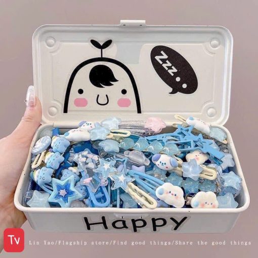 Set 50 kẹp tóc màu hồng, màu xanh cho bé gái siêu dễ thương phong cách hàn quốc - Ảnh 3