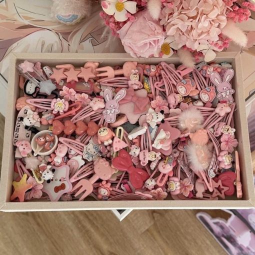 Set 50 kẹp tóc màu hồng, màu xanh cho bé gái siêu dễ thương phong cách hàn quốc - Ảnh 4