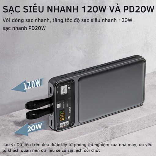 Bộ sạc không dây 30000mAh cục sạc nhanh 120W và PD 20W có sẵn 2 dây sạc RACADOY STORE OFFICIAL | Bacas - Ảnh 3