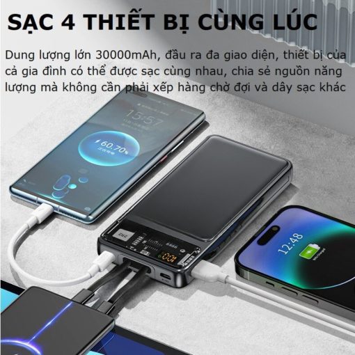 Bộ sạc không dây 30000mAh cục sạc nhanh 120W và PD 20W có sẵn 2 dây sạc RACADOY STORE OFFICIAL | Bacas - Ảnh 4