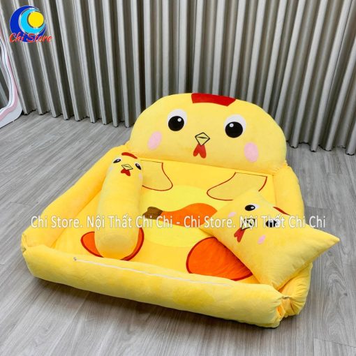 Nệm Bông Hình Thú Ngộ Nghĩnh Kích Thước 1m6-1m1 Đầu Bông Có Thành Vỏ Tháo Ra Giặt Được, Giường Hình Thú Cho Bé Xinh - Ảnh 3