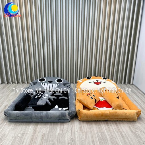 Nệm Bông Hình Thú Ngộ Nghĩnh Kích Thước 1m6-1m1 Đầu Bông Có Thành Vỏ Tháo Ra Giặt Được, Giường Hình Thú Cho Bé Xinh - Ảnh 5