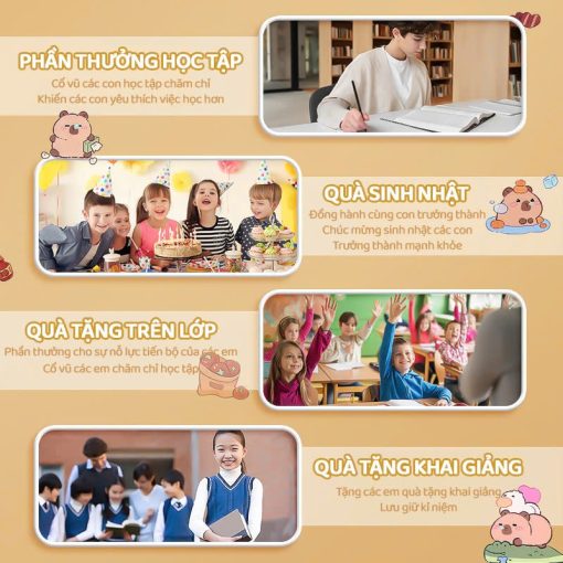 Set dụng cụ học tập Capybara, Kuromi, Melody - Hộp quà tặng văn phòng phẩm dễ thương dịp lễ cho bé - Ảnh 4