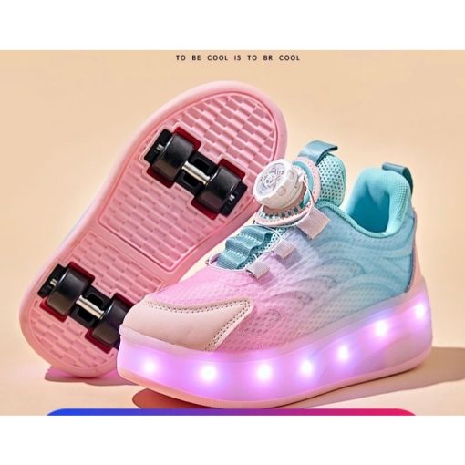 Giày Trượt Patin Có Đèn Led, Bánh Xe Đôi Vô Hình Cho Bé Trai Bé Gái W - Ảnh 5