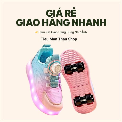 Giày Trượt Patin Có Đèn Led, Bánh Xe Đôi Vô Hình Cho Bé Trai Bé Gái W - Ảnh 2