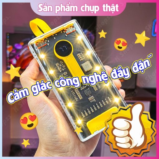 Sạc Dự Phòng 50000mAh 66W Siêu nhanh sạc  Pin dung lượng lớn sạc an toàn kiểu dáng cơ khí trong suốt - Ảnh 3