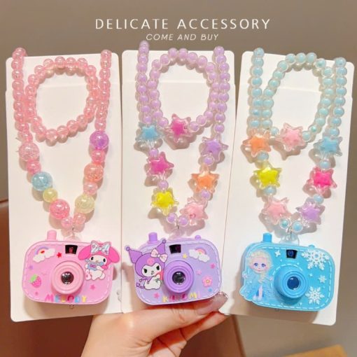 Đồ Chơi Máy Ảnh Chiếu Hình Kuromi, Melody, Cún Trắng Cho Bé Kèm Set Vòng Tay, Vòng Cổ - Quà Trung Thu - Quà Noel E2123 - Ảnh 5