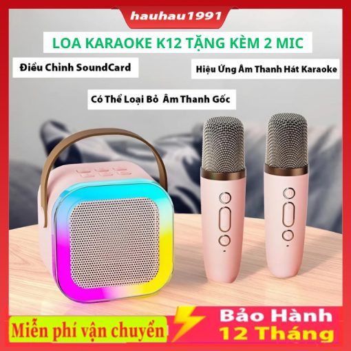 Loa bluetooth K12 Không Dây mini Kèm 2 Micro Thiết Kế Nhỏ Gọn Tiện Dụng - Ảnh 2