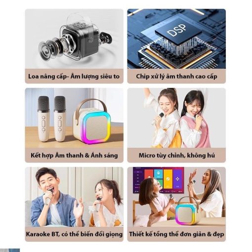 Loa bluetooth K12 Không Dây mini Kèm 2 Micro Thiết Kế Nhỏ Gọn Tiện Dụng - Ảnh 4