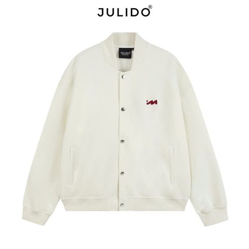 Áo khoác BOMBER nỉ 2 da JULIDO áo khoác nỉ logo M thêu nổi dày dặn (FORM BOXY) - Ảnh 2