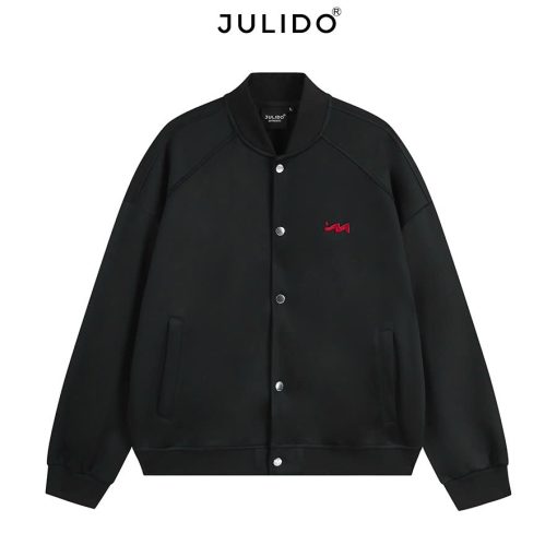Áo khoác BOMBER nỉ 2 da JULIDO áo khoác nỉ logo M thêu nổi dày dặn (FORM BOXY) - Ảnh 3