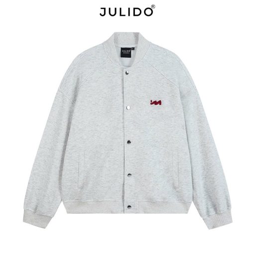 Áo khoác BOMBER nỉ 2 da JULIDO áo khoác nỉ logo M thêu nổi dày dặn (FORM BOXY) - Ảnh 4