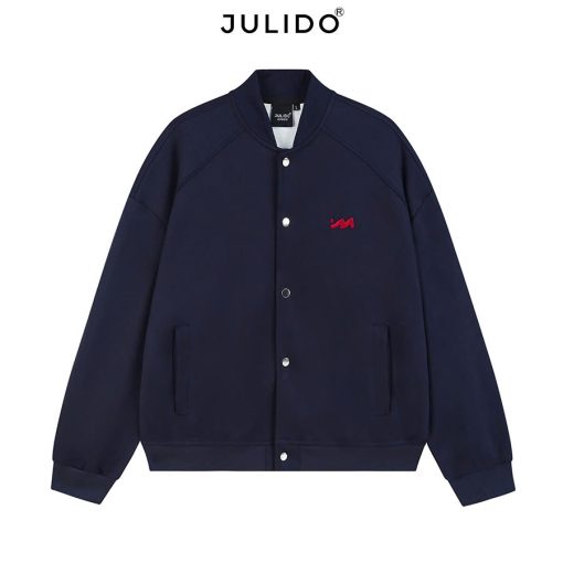 Áo khoác BOMBER nỉ 2 da JULIDO áo khoác nỉ logo M thêu nổi dày dặn (FORM BOXY) - Ảnh 5