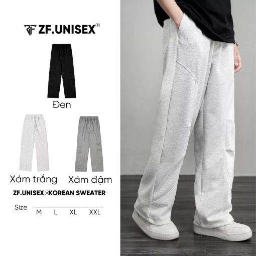 Quần Nỉ Ống Suông Nam Nữ ZONEF STUDIO Chất Nỉ 2 Da Unisex Nam Nữ Đi Học Đi Chơi [QNL] - Ảnh 2