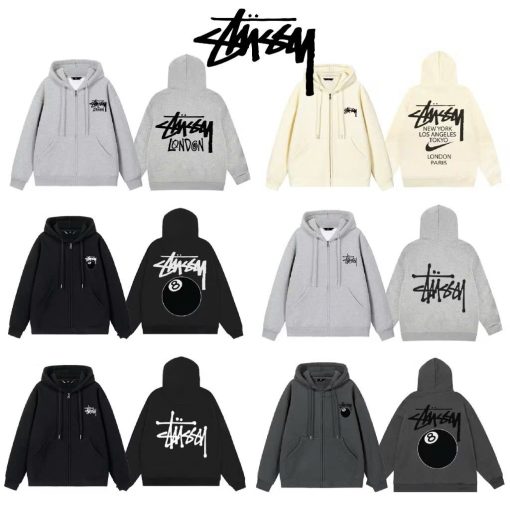 Áo Hoodie Zip Stu.ssy in logo cơ bản nỉ cao cấp 2 lớp mũ khoác zip bassic form rộng nam nữ unisex Bufalo - Ảnh 2
