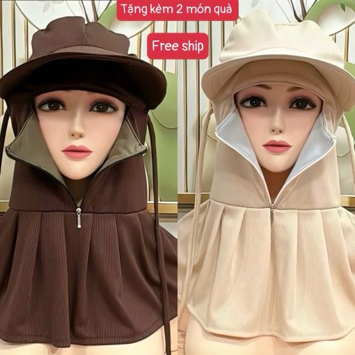 [ Tặng kèm 2 món quà ] Nón che nắng vành rộng dây kéo giữa chống nắng bảo vệ da  , siêu mát tiện lợi , hàng chuẩn loại 1 - Ảnh 2
