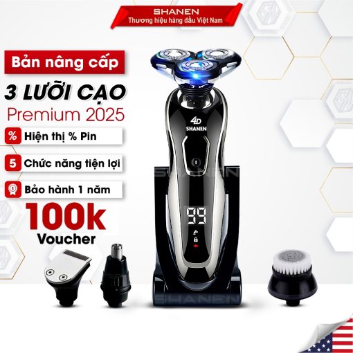 Máy cạo râu đa năng 3 lưỡi kép SHANEN, Tỉa lông mũi tiện lợi, Cạo cực sát, êm, chống nước tuyệt đối - Ảnh 2