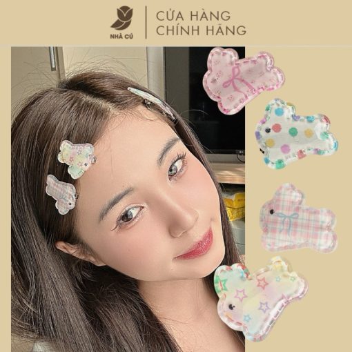 Set 2 Kẹp Tóc Mái NHÀ CÚ Hoạt Hình Thỏ Ngọc Dễ Thương Phong Cách Coquette Mùa Hè Đi Biển Hàn Quốc Dễ Thương 5980 - Ảnh 2