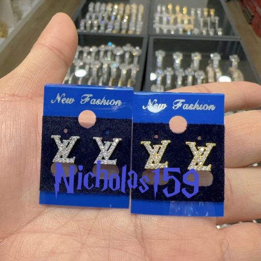 Bông tai V mạ vàng-bạch kim Nicholas159 trang sức sỉ - Ảnh 2
