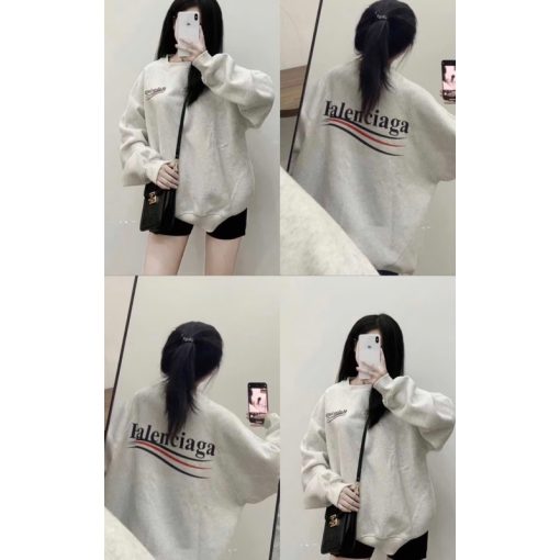 Áo Sweater Balen.ciagaSóng Nỉ Bông Cotton Dày Dặn Form Rộng Basic Phù hợp cho mùa đông - Ảnh 2